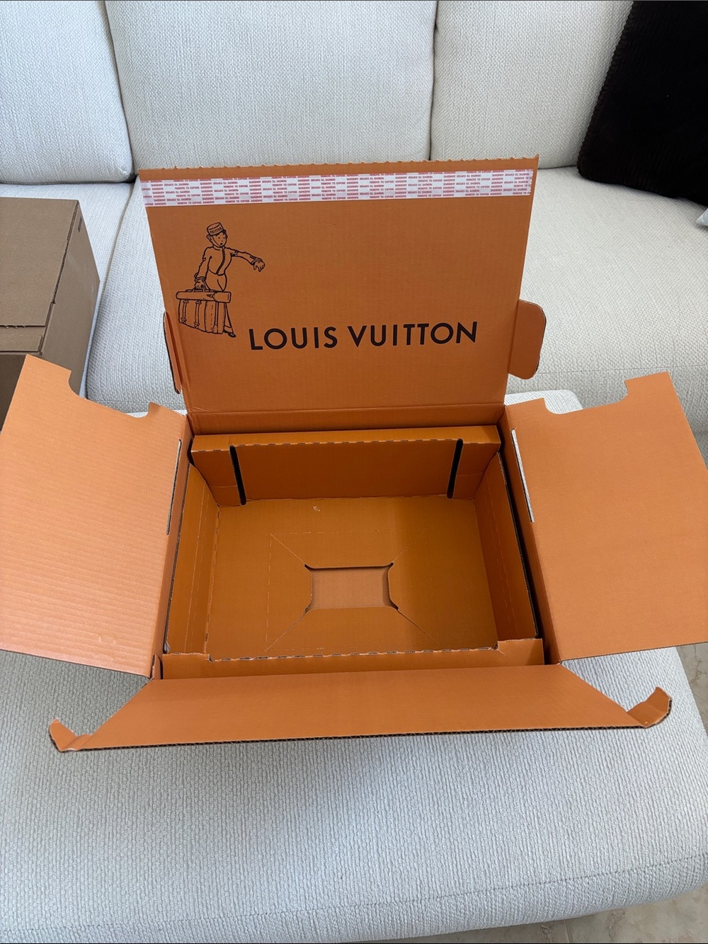 Louis Vuitton Orange Branded Gift Box with Black Logo